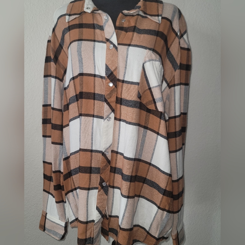 Idyllwind Women's Caroline Featherlight Plaid Print Pearl Snap Shirt Size XXL
